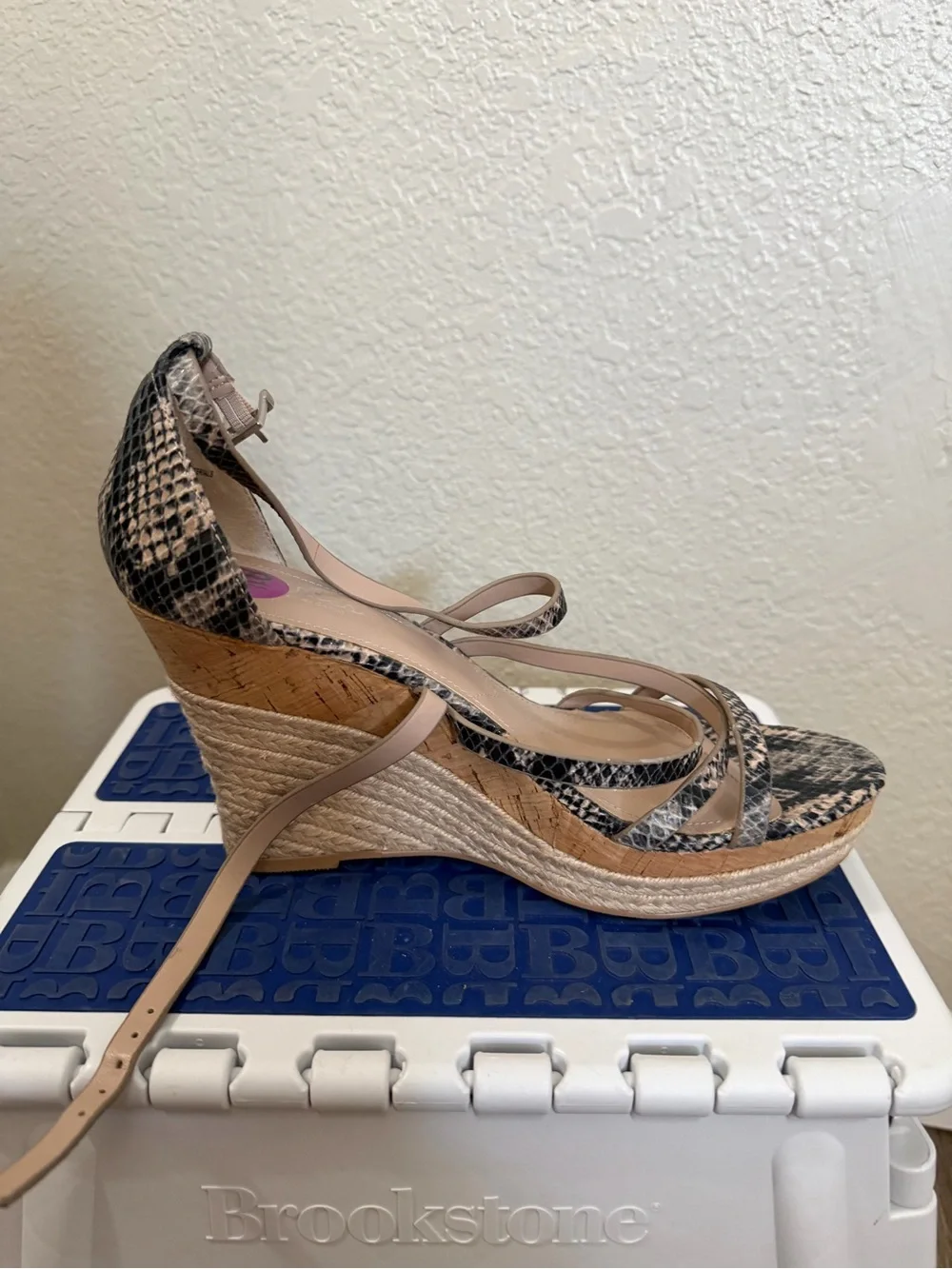 Charles David Snake-Print Cork Espadrille Wedge Sandals